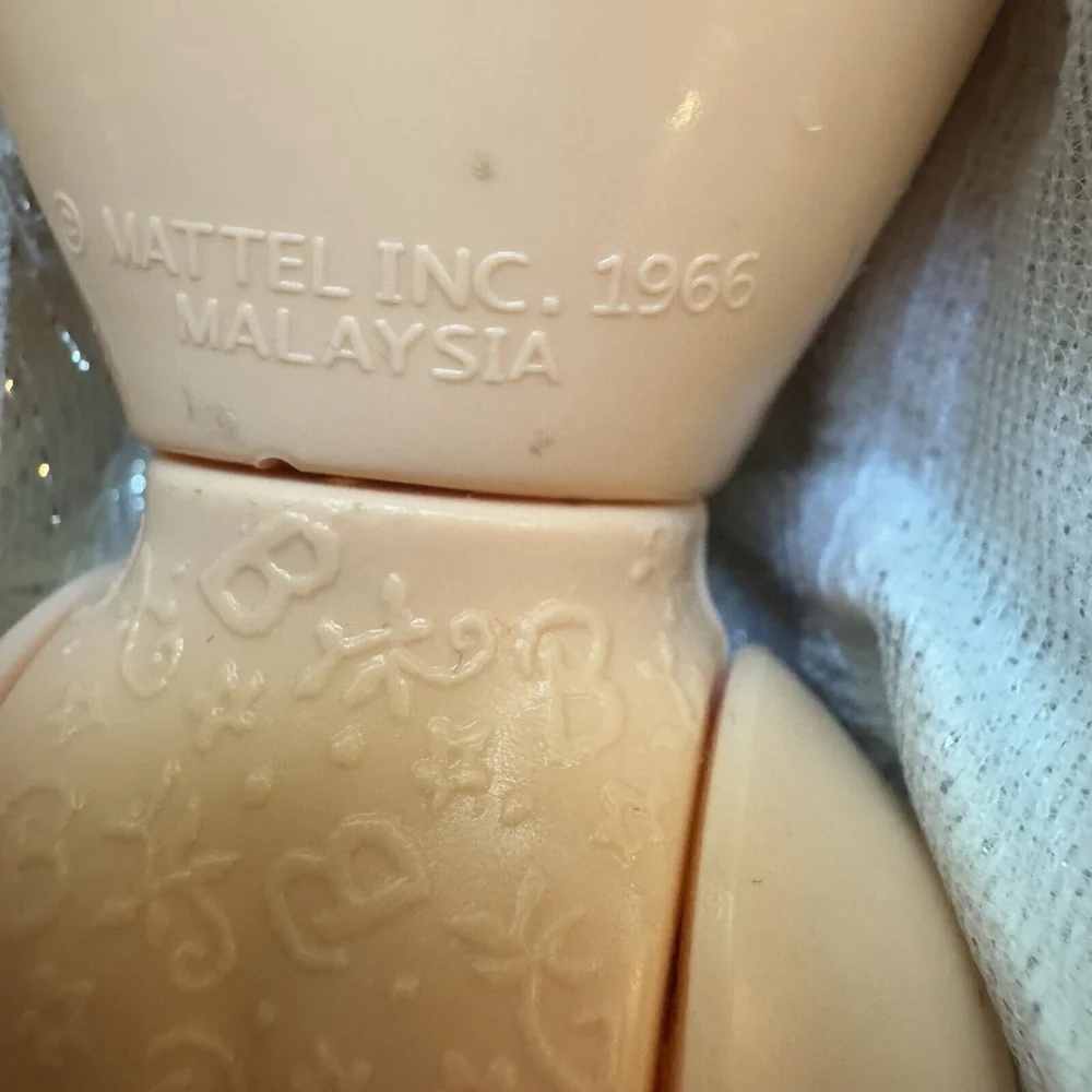 Vintage 1966 Barbie Doll Mattel Silver Color Dress